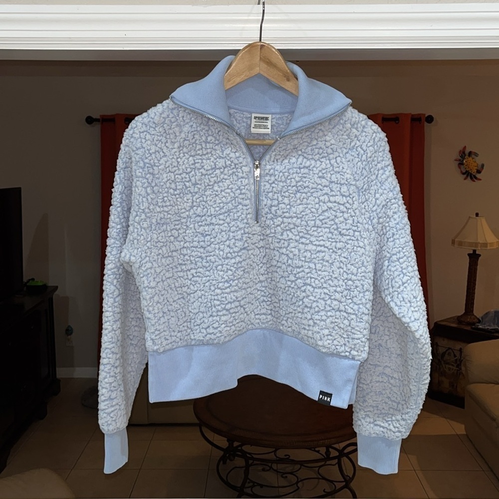 PINK Victoria's Secret Y2K Women's Blue Sherpa Cropped Size XS